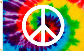 3 x 5 ft. Nylon Peace Sign Tie Die Flag, Printed, Canvas Heading and Brass Grommets