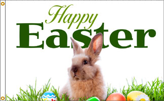 3 x 5 ft. Nylon Easter Bunny Flag, Printed, Canvas Heading and Brass Grommets