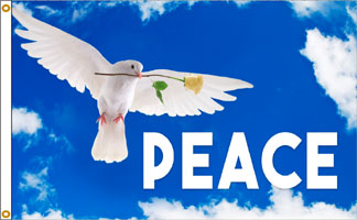 3 x 5 ft. Nylon Peace Dove Flag, Nylon, Printed, Canvas Heading and Brass Grommets