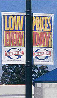 24 in. Wide Street Banner Mounting Hardware. Displays two Banners