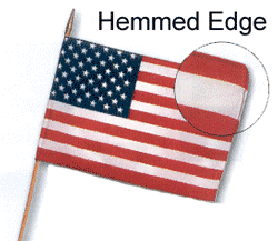 24 x 36 in. Hand Held Standard American Flag. Cotton,Hemmed, Mounted 7/16 in. x 48 in. Natural Wood
