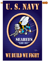 28 x 40 in. Sea Bees Banner Flag Dyed Sublimation, Double Sided
