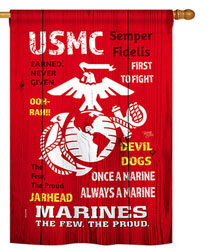 28 x 40 in. USMC Banner Flag Dyed Sublimation, Double Sided