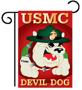 13 x 18 1/2 in. USMC Devil Dog Garden Banner Dyed Sublimation, Double Sided