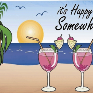 3 x 5 ft. Nylon It's Happy Hour Somewhere Flag, Canvas Heading and Brass Grommets