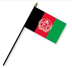 4 x 6 in. Rayon Afghanistan Flag, Mounted on 10 in. Black Plastic Staff with Gold Spear Tip