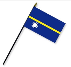 4 x 6 in. Rayon Nauru Flag Mounted on 10 in. Black Plastic Staff with Gold Spear Tip